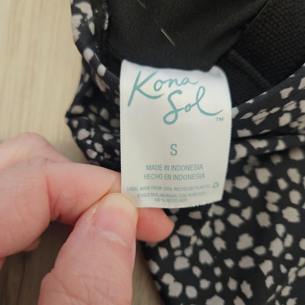 Kona Sol Black White Dot High-Neck Small Tankini Top - Picture 8 of 9